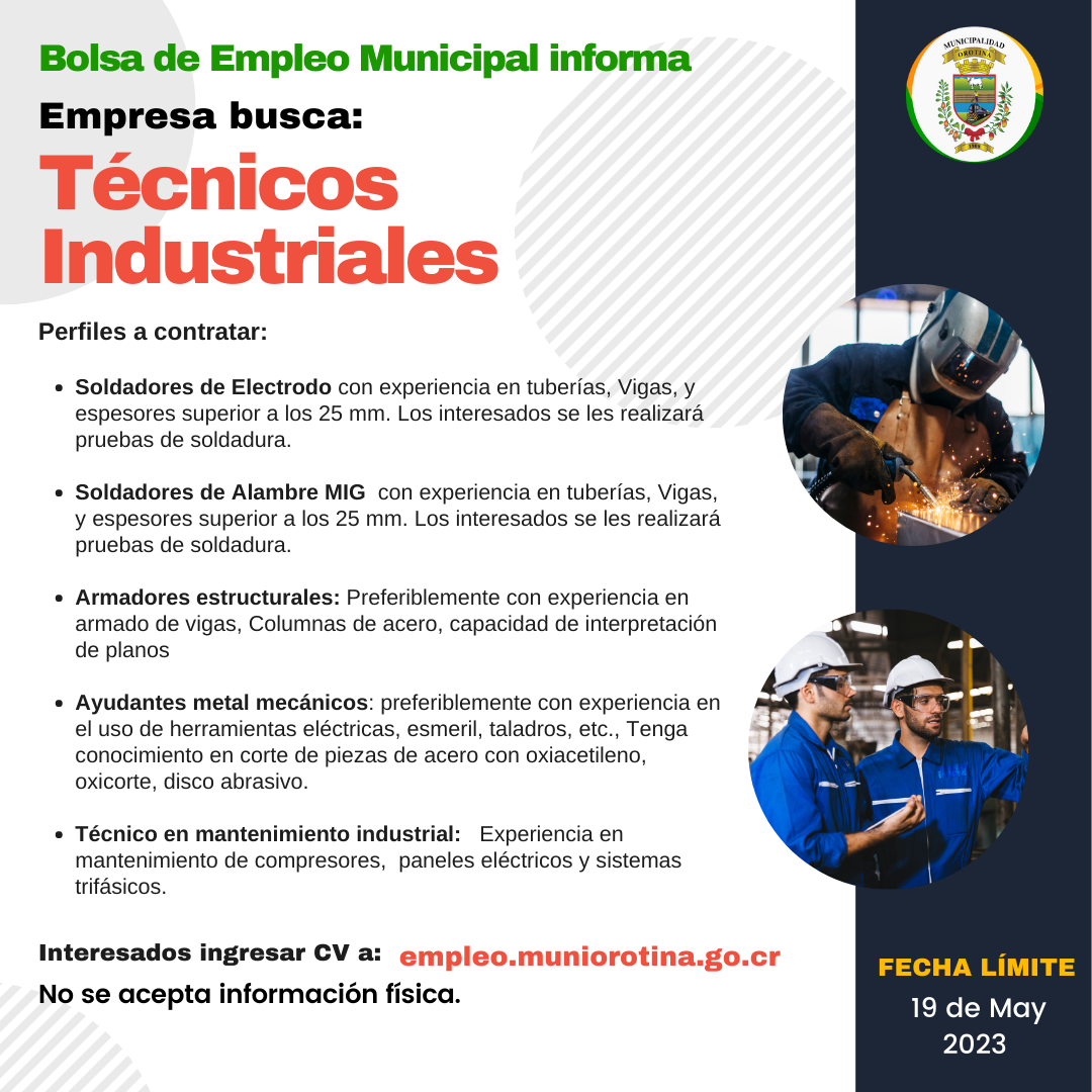 Se BUSCAN TÉCNICOS INDUSTRIALES